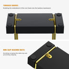 Napkin Holder for Table, Gold Kitchen Accessories for Dining Table Farmhouse Cocktail Picnic Rustic Bamboo Iron Wood Holders for Mail Bills Suitable for All Dining Room Decor Gold & Black