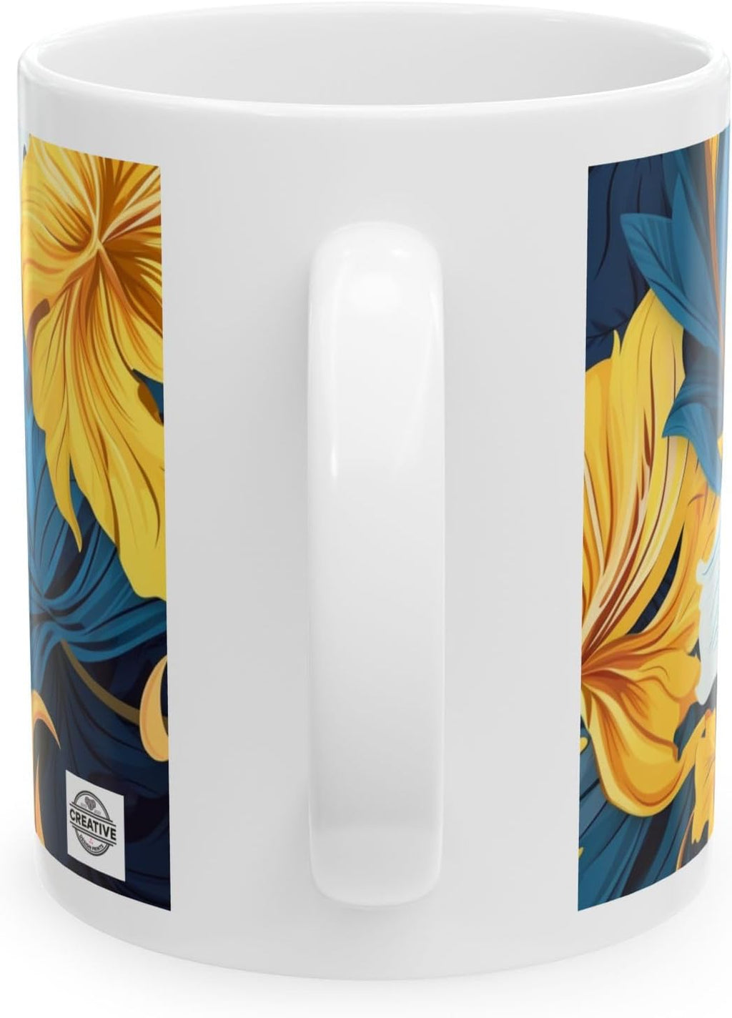 11 OZ Novelty Coffee Mugs - Christmas Gift (White & Yellow Flower Mug)