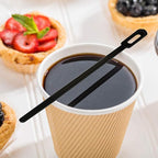 Restaurantware 5.8 Inch Coffee Stirrers 100 Disposable Coffee Stirring Sticks - Unique Keyhole Design For Hot And Cold Drinks Black PS Plastic Plastic Stir Sticks For Coffees and Cocktails
