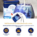 Herbs & Kettles Blue Chai Boba Kit | Butterfly Pea Flower Chai with Ginger, Cardamom, Cloves & Cinnamon + Chewy Tapioca Pearls | Complete DIY Caffeine-Free Bubble Tea Kit with Reusable Straws |