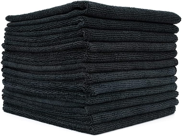 The Rag Company - All-Purpose Microfiber Terry Cleaning Towels - Commercial Grade, Highly Absorbent, Lint-Free, Streak-Free, Kitchens, Bathrooms, Offices, 300gsm, 14in x 14in, Midnight (12-Pack)