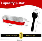 Mini Loaf Pans with Lids and Spoons Sealing Sticker,60 Pcs 6.8oz Cake Pans for Baking Disposable Aluminum Foil Red cake pan (60 PCS RED)