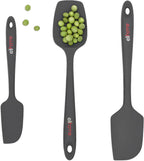 Elihome Chef Series 3 Piece Silicone Spatula Set - 600°F Heat Resistant Non Stick Rubber Kitchen Scraper Spatulas for Cooking, Baking, and Mixing – BPA Free and LFGB Certified Silicone (Grey)