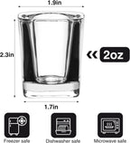 Ruckae 12 Pack 2 OZ Shot Glasses Set Clear Shot Glasses Bulk with Heavy Base Bar Square Glass Shot Cups for Vodka Tequila Whiskey Liquor
