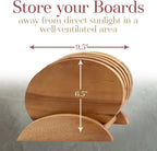 Woodard & Charles 6 Acacia Wood Serving Boards with Stand, Perfect for Serving, Sushi, Cheese, Hors d'oeuvre, Charcuterie, Sandwiches, 7 Piece Set, 9 1/2" x 6 1/2"