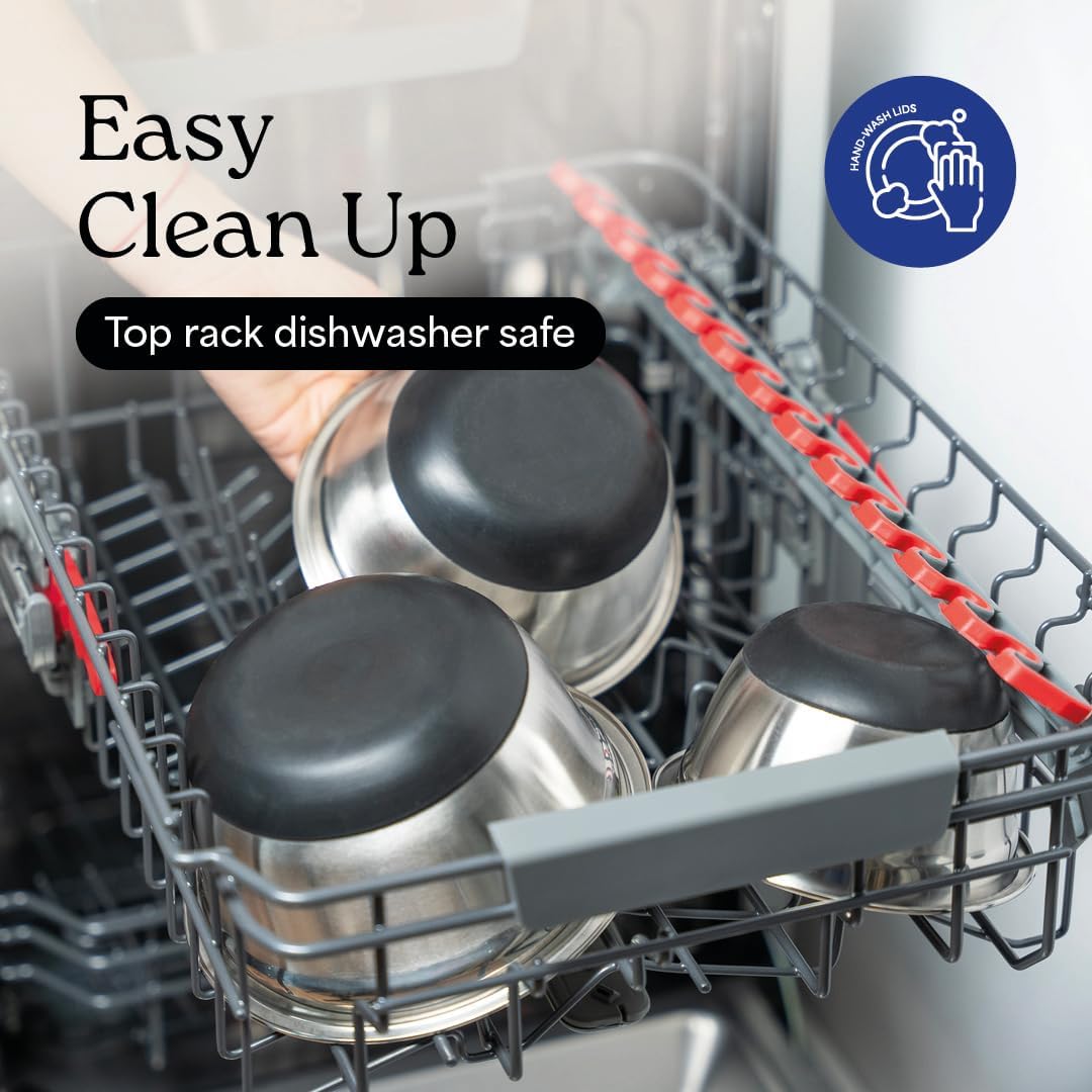 WHYSKO Stainless Steel Mixing Bowls with Lids Set - 5 Rustproof Metal Nesting Mixing Bowls for Kitchen, Meal Prep, Baking, Cooking, Storage - Includes 3 Grater Attachments, Dishwasher Safe