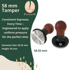 58mm Coffee Tamper, Stainless Steel Base, Wooden Handle – Professional Espresso Tool for Uniform Compression & Better Espresso Quality