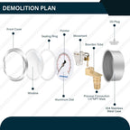 MEASUREMAN 2-1/2" Dial Size, Glycerin Filled Pressure Gauge, 0-160psi/kpa, 304 Stainless Steel Case, 1/4" NPT Center Back Mount