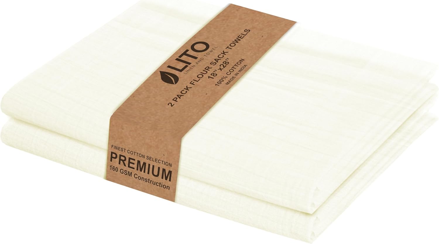 Flour Sack Towels | Tea Towel for Crafts| Kitchen Dish Cotton Blank Towel for Embroidery| Baking Bread Proofing Linen Cover| Thick Absorbent Quick Dry| 2 Pack 18"x 28" Natural