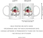 Andaz Press Fall Burgundy Marsala 11oz. Ceramic Coffee Tea Mug, Thankful, 1-Pack, Pumpkin Floral Graphic, Birthday, Friend, Family, Coworker, Autumn Season, Thanksgiving, Festive Ideas