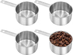 Stainless Steel Measuring Cup, Metal Measuring Cup, Small Measuring Scoops Coffee Scoop with Comfortable Hand for Kitchen Cooking Baking (4, 1 Cup)