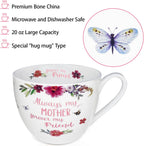 Mom Mugs for Daily Coffee and Tea, Premium 20 oz Bone China Coffee Tea Hug Mug, Perfect Holiday, Birthday, and Mother's Day Gift for Moms, Designed in England by Harvest Green Studio