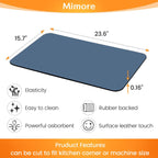 Mimore Coffee Mat - 16x24 Inch Blue Bar Mat for Countertop - Absorbent, Hides Stains, Rubber Backed - Dish Drying Mat Fits Under Coffee Maker, Espresso Machine (Compatible with Ninja Luxe Cafe)