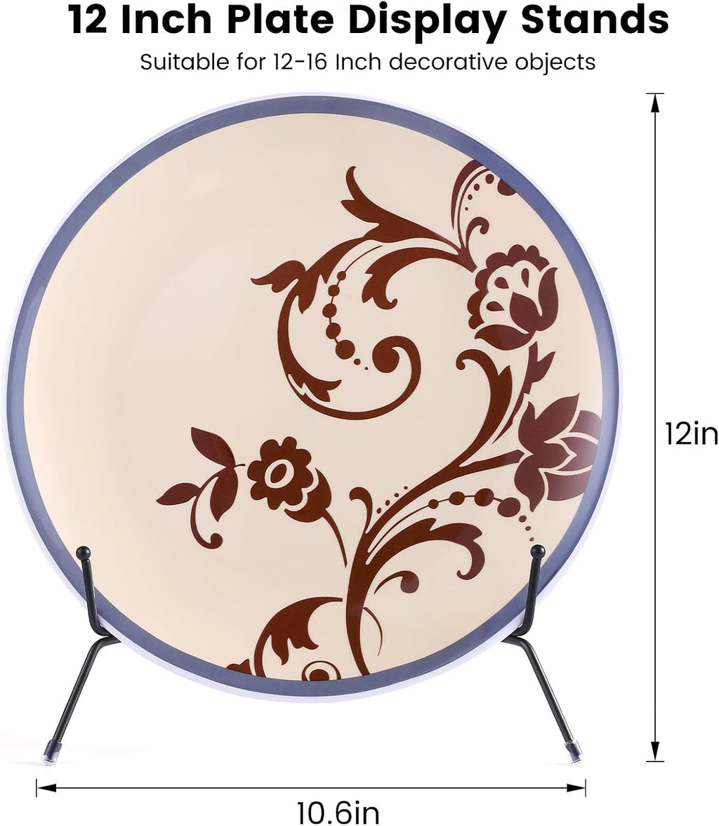 2-Pack Upgraded Anti-Slip Plate Stands for Display, 12 Inch Decorative Iron Plate Holders, Easel, Frame, Book, Card, Plaque, Picture Display Stands