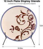 2-Pack Upgraded Anti-Slip Plate Stands for Display, 12 Inch Decorative Iron Plate Holders, Easel, Frame, Book, Card, Plaque, Picture Display Stands