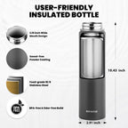 Insulated Water Bottle 24oz, Triple Wall Vacuum Stainless Steel (Cold for 48 Hrs, Hot for 24Hrs), Leak Proof & Non-BPA, 24oz Hydro Water Flask with Paracord Handle & Straw Spout Lids