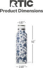 RTIC 20oz Journey Bottle Metal Stainless Steel Vacuum Insulated, BPA Free, Reusable, for Water, Hot and Cold Drinks, Travel, Sports, Camping, Blue Bouquet