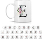 Retreez Initial A-Z Floral Botanical Bouquet Alphabet Monogrammed Monogram Mug 11 Oz Ceramic Tea Coffee Mugs - Appreciation Thank You Wedding Birthday Gifts for her friend coworker sister - E Initial