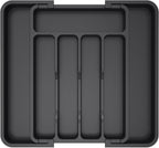 Lifewit Silverware Drawer Organizer, Expandable Utensil Tray for Kitchen, BPA Free Flatware and Cutlery Holder, Adjustable Plastic Storage for Spoons Forks Knives, 8.5"-14.1" x 12.1", Black