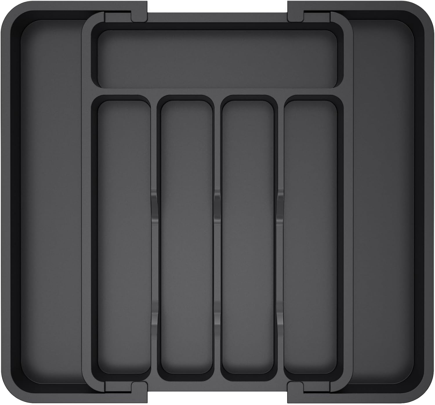 Lifewit Silverware Drawer Organizer, Expandable Utensil Tray for Kitchen, BPA Free Flatware and Cutlery Holder, Adjustable Plastic Storage for Spoons Forks Knives, 8.5"-14.1" x 12.1", Black
