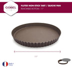 GOBEL - Non-Stick Round Fluted Tart Mold / Quiche Pan with Removable Bottom - 11"