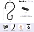 S Hooks, Small Metal S Hanging Hooks with 2 Shapes, Reversible, Heavy Duty, 3 Inch, Black, 12 Pcs