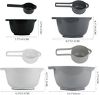 BoxedHome 8 Pack Classic Nesting Mixing Bowl Set with 4 Measuring Cups, Plastic Mixing Bowls with Pour Spouts and Handles(Gray)