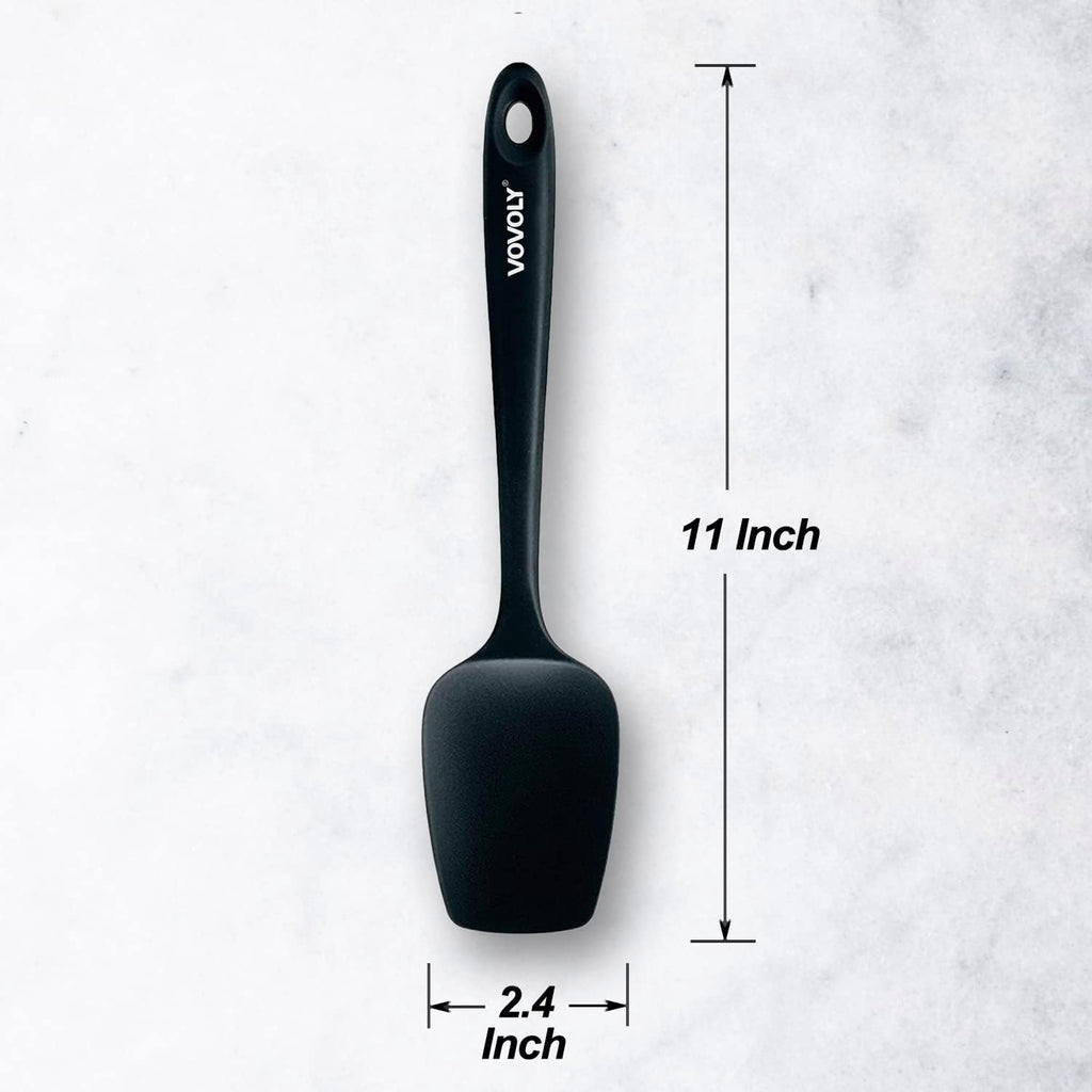 Silicone Spatula Set, High Heat Resistan Rubber Spoon Spatula, Non-Stick Spoonula with Seamless One Piece Design, Flexible Scrapers Baking Mixing Tool,3 Pack, Black