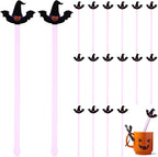 Remerry 18 Pcs Halloween Swizzle Sticks 6.7 Inches Halloween Reusable Stir Sticks Acrylic Drink Stirrers Witch Cocktail Coffee Stirrers Bulk for Coffee Bar Cocktail Milk Party Decor(Witch)