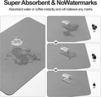 Dish Drying Mat for Kitchen Counter | Coffee Bar Mat for Countertops | Heat Resistant Drainer Mat with Non-slip Rubber Backed | Hide Stain Kitchen Absorbent Draining Mat | Grey 18"x32"