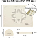 28" X 20" Dough Mat for Counter, Pastry Mats for Rolling Dough, Silicone Baking Mat with Measurements, Non Stick Silicone Pastry Mat, Kneading Counter Mat for Pastry, Bread, Cookies, Pizza