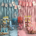 24pcs Pumpkin Gender Reveal Cupcake Toppers - Baby Shower Girl or Boy Party Decorations Supplies, Pumpkin Food Pick (Blue and Pink Bow)