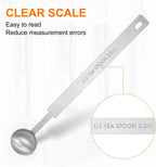 HARFINGTON Single Measuring Spoon 1/2tsp (1/6tbsp, 2.5ml) Teaspoon/Tablespoon 430 Stainless Steel Single Tiny Square Bowl Measuring Spoon Long Handle Measure Scoop