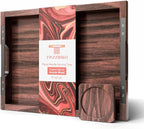 Large 17x13 inch Acacia Wood Serving Tray with Handles | Wooden Tray Board, Couch Tray for Dinner, Bed or Decor Yes, Perfect for Kitchen & Living Room,Free Complementary Acacia Coaster