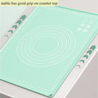 Silicone Pastry Mat 24"x16" Extra Thick Non Stick Baking Mat with Measurement, Food Grade Silicone Rolling Dough Mat, Fondant, Pie Crust Mat, Kitchen Mat with Hang Holes, Raised Edge