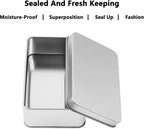 Metal Empty Boxes, Tin Boxes with Lid,Small Silver Tin Boxes,Stackable Organizer Containers,8PCS Storage Tin for Home Outdoor Active Storage Containers