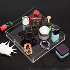 Clear Sturdy Acrylic Serving Tray with Handles - 10x10Inch - Coffee, Appetizer, Breakfast, Butler Tray - Kitchen Countertop & Vanity Table Organizer