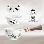 LURRIER Porcelain Chinese Gongfu Tea Set,Portable Teapot Set with 360 Rotation Tea maker and Infuser,Portable All in One Gift Bag for Travel,Home,Gifting,Outdoor and Office (Panda)