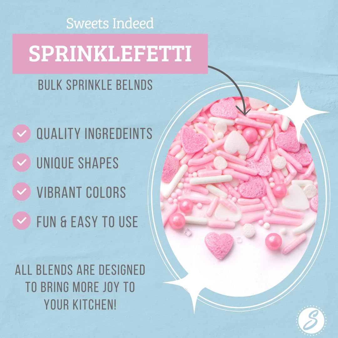 Sweets Indeed Sprinkles Heart Edible Mix Perfect for Cake Decorations Baking Ice Cream Cookies Cupcake Topper 4 ounces