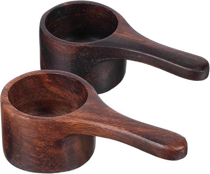 Yardwe 2Pcs Wooden Coffee Scoop Mini Measuring Spoons for Coffee Tea Sugar Milk Powder