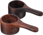 Yardwe 2Pcs Wooden Coffee Scoop Mini Measuring Spoons for Coffee Tea Sugar Milk Powder