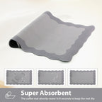 Scalloped Coffee Bar Mat for Countertop, Cute Dish Drying Mats for Kitchen Counter, Diatomite Absorbent Mat for Coffee Station, Kitchen Aesthetic Decor (12"x19", Grey)