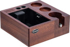 IKAPE V2 Espresso Knock Box, Espresso Coffee Organizer Box Fit for Storage 51 to 58MM Espresso Tamper, Distributor, Portafilter & Puck Screen Accessories, Natural Walnut Station Base (8 IN One)