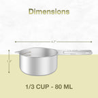2PCS 1/3Cup (80ml, 2.6oz) Single Measuring Cup, Etched Inner Scale Stainless Steel Measure Scoop, Metric and US Measurement, Dishwasher Safe