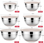 Mixing Bowls Set with Airtight Lids: 20PCS Stainless Steel Nesting Bowls - Size 7, 4, 3, 2, 1.5, 1QT Bowls with 3 Grater Attachments & Non-Slip Bottoms for Baking & Prepping