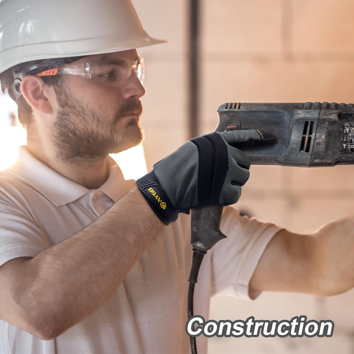 KAYGO Work Gloves For Men, KG125M Mechanic Utility Work Gloves for All Purpose, Excellent Grip, Heavy Duty, Improved Dexterity, Touch Screen,X-Large,Grey