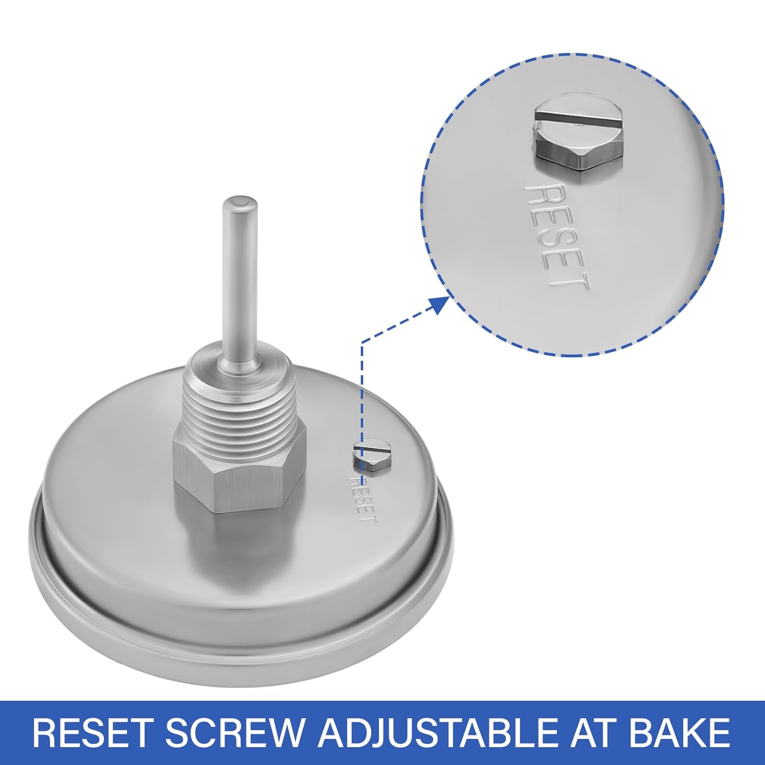 MEASUREMAN Hot Water Thermometer, 3" Dial, 2" Lead-Free Brass Stem, 32-212F/0-100C Range, 2% Accuracy, Adjustable, 1/2" NPT Back Mount
