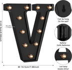 Foaky Black LED Letter Lights for Room Decor - Bedroom Wall Decor, Alphabet Lights for Home, Wedding, Party - Battery Operated （V）