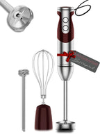 3-in-1 Immersion Hand blender, Powerful MOTOR & Stainless Steel Stick Blender, 4 Sharpe Blades with Whisk, Milk Frother Attachments