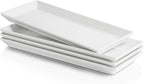 Sweese Porcelain Serving Platters 11.7 Inch - Elegant White Rectangular Plates, Set of 4 for Parties, Sushi, Appetizers